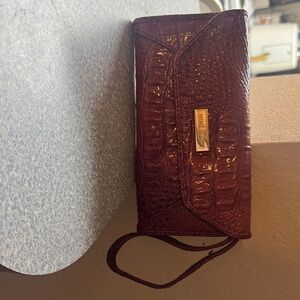 Nine West Burgundy Crocodile Embossed Wristlet